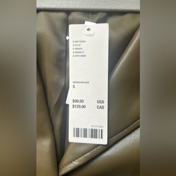 Army Green Leather Oversized Blazer Urban Outfitters - Picture 3 of 3